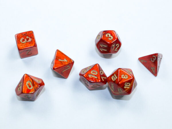 Dobbelstenen Chessex Mini Scarlet/Goud Polydice