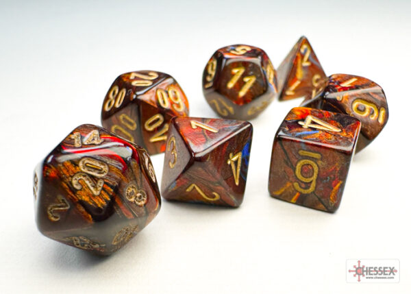 Dobbelstenen Mini Blauw bloed / Goud Polydice
