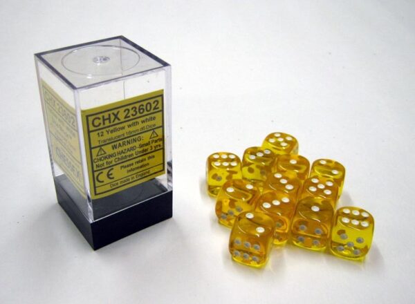 Dobbelstenen Chessex Geel/Wit doorzichtig