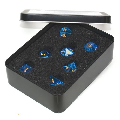 Dobbelstenen Set Glas Shattered Blauw / Blue